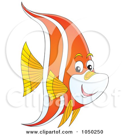 Royalty-Free (RF) Clip Art Illustration of a Yellow, White And Orange Marine Fish by Alex Bannykh