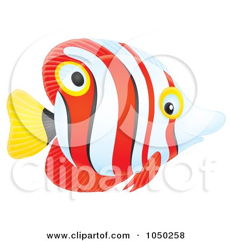 Royalty-Free (RF) Clip Art Illustration of a Red, Black, White And Yellow Marine Fish by Alex Bannykh