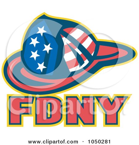 Royalty-Free (RF) Clip Art Illustration of an American Fireman Helmet With FDNY by patrimonio
