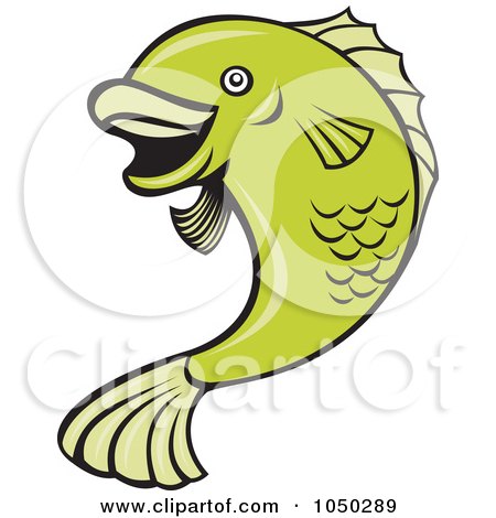 Royalty-Free (RF) Clip Art Illustration of a Green Fish Logo by patrimonio