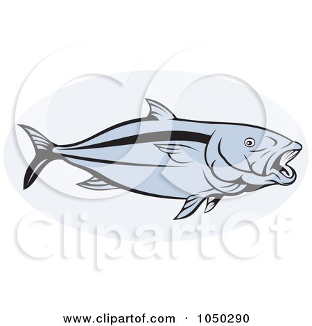 Royalty-Free (RF) Clip Art Illustration of a Kingfish Over A Blue Oval by patrimonio