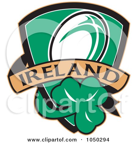 Royalty-Free (RF) Clip Art Illustration of a Rugby Ireland Shield by patrimonio