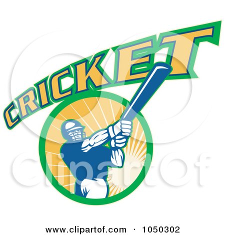 Royalty-Free (RF) Clip Art Illustration of a Cricket Player Logo - 8 by patrimonio