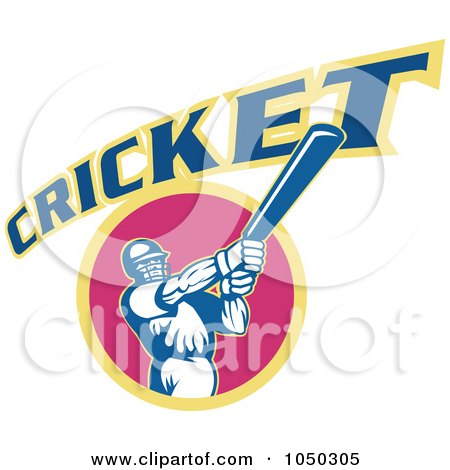 Royalty-Free (RF) Clip Art Illustration of a Cricket Player Logo - 7 by patrimonio