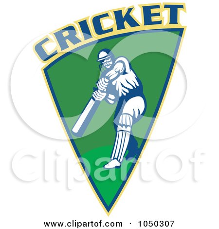 Royalty-Free (RF) Clip Art Illustration of a Cricket Player Logo - 4 by patrimonio