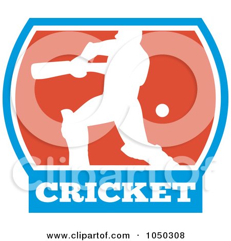Royalty-Free (RF) Clip Art Illustration of a Cricket Player Logo - 2 by patrimonio