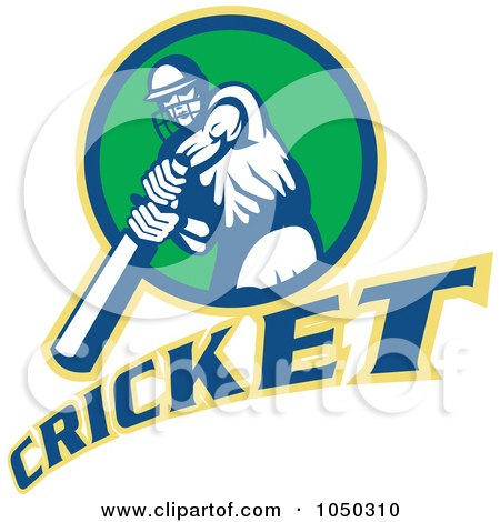 Royalty-Free (RF) Clip Art Illustration of a Cricket Player Logo - 3 by patrimonio