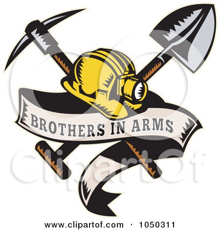 Royalty-Free (RF) Clip Art Illustration of a Miner And Brothers In Arms Icon by patrimonio