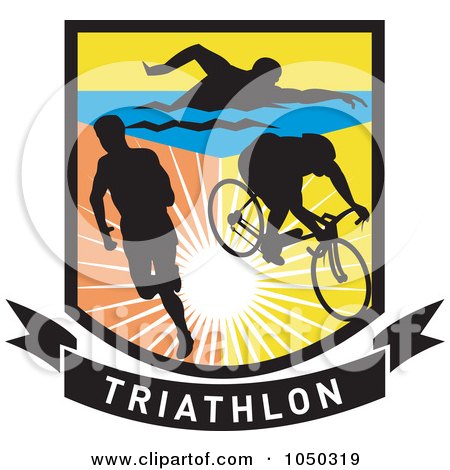 Royalty-Free (RF) Clip Art Illustration of a Triathlon Shield by patrimonio