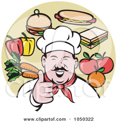 Royalty-Free (RF) Clip Art Illustration of a Chef Holding Thumbs Up by patrimonio