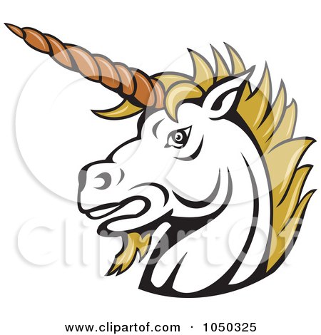 Royalty-Free (RF) Clip Art Illustration of a Unicorn Head Logo by patrimonio