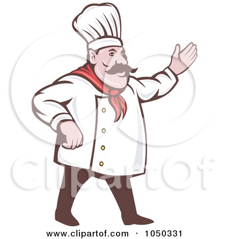 Royalty-Free (RF) Clip Art Illustration of a Chef Presenting by patrimonio