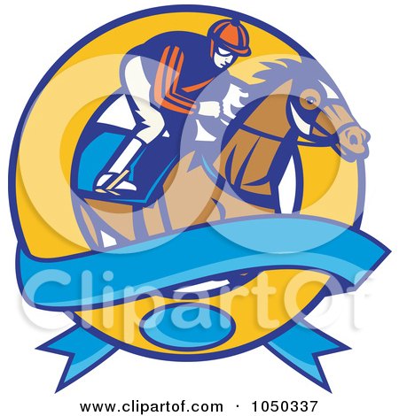 Royalty-Free (RF) Clip Art Illustration of a Jockey And Banner Circle by patrimonio