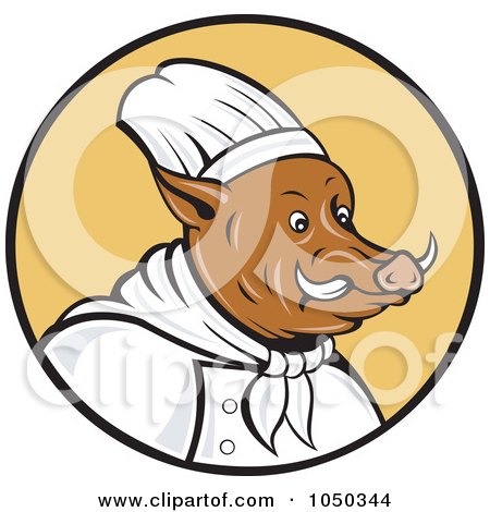 Royalty-Free (RF) Clip Art Illustration of a Chef Boar Logo by patrimonio