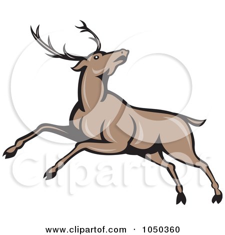 Royalty-Free (RF) Clip Art Illustration of a Reindeer Leaping by patrimonio