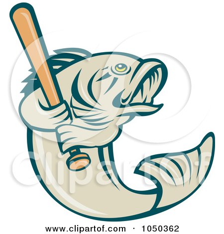 Royalty-Free (RF) Clip Art Illustration of a Baseball Bass Fish by patrimonio