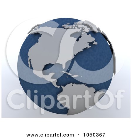Royalty-Free (RF) Clip Art Illustration of a 3d Blue And Gray North America Globe by KJ Pargeter