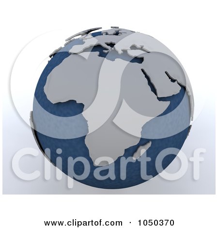 Royalty-Free (RF) Clip Art Illustration of a 3d Blue And Gray Africa Globe by KJ Pargeter