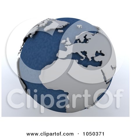 Royalty-Free (RF) Clip Art Illustration of a 3d Blue And Gray North Africa Globe by KJ Pargeter