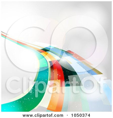 Royalty-Free (RF) Clip Art Illustration of an Abstract Rainbow Road On Gray Background by KJ Pargeter