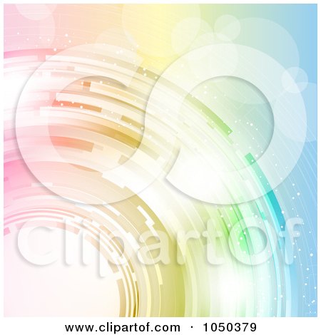 Royalty-Free (RF) Clip Art Illustration of an Abstract Rainbow Circle And Sparkle Background by KJ Pargeter