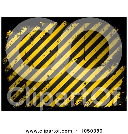 Royalty-Free (RF) Clip Art Illustration of a Grungy Yellow And Black Hazard Stripes Background by KJ Pargeter
