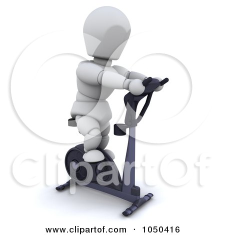 Royalty-Free (RF) Clip Art Illustration of a 3d White Character Using A Spin Bike by KJ Pargeter