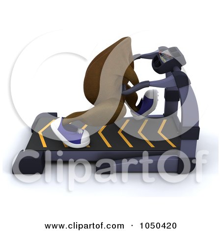 Royalty-Free (RF) Clip Art Illustration of a 3d Turkey On A Treadmill by KJ Pargeter