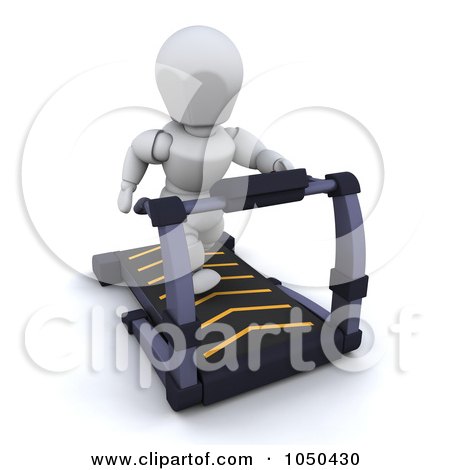 Royalty-Free (RF) Clip Art Illustration of a 3d White Character Walking On A Treadmill by KJ Pargeter