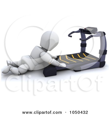 Royalty-Free (RF) Clip Art Illustration of a 3d White Character Falling On A Treadmill by KJ Pargeter