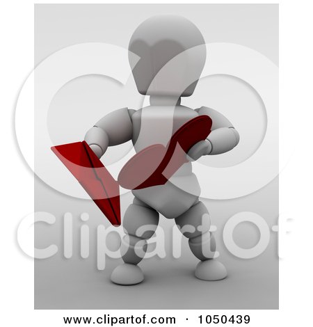 Royalty-Free (RF) Clip Art Illustration of a 3d White Character Opening A Heart Valentine by KJ Pargeter
