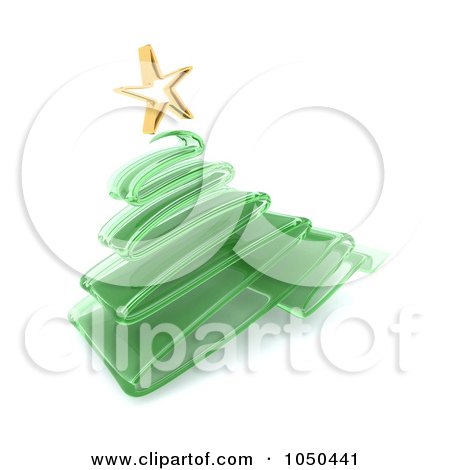 Royalty-Free (RF) Clip Art Illustration of a 3d Transparent Green Glass Scribble Christmas Tree by KJ Pargeter