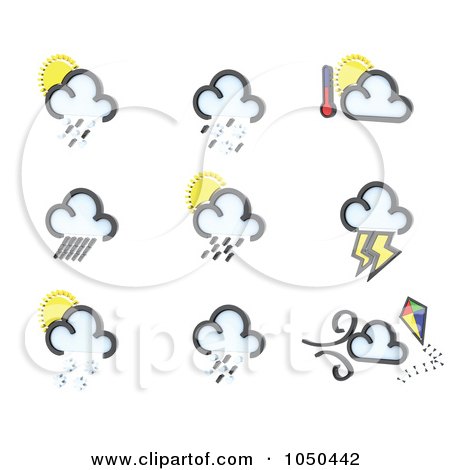 Royalty-Free (RF) Clip Art Illustration of a Digital Collage Of 3d Weather Icons - 2 by KJ Pargeter