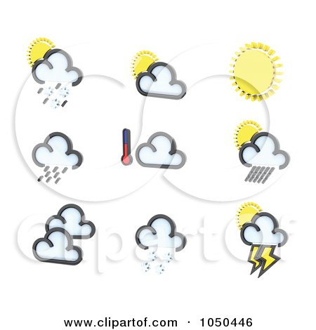 Royalty-Free (RF) Clip Art Illustration of a Digital Collage Of 3d Weather Icons - 1 by KJ Pargeter