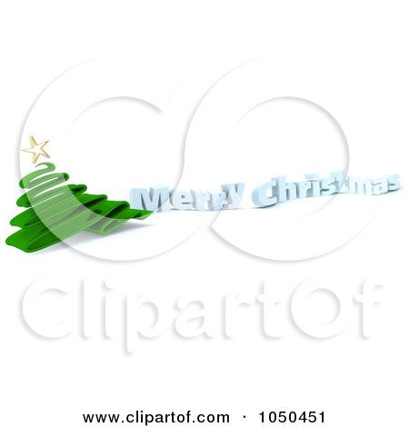 Royalty-Free (RF) Clip Art Illustration of a 3d 3d Christmas Tree With Blue Merry Christmas Text by KJ Pargeter