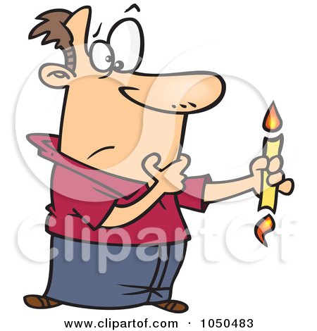 Royalty-Free (RF) Clip Art Illustration of a Cartoon Man Holding A Candle That Is Burning From Both Ends by toonaday