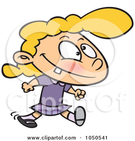 Royalty-Free (RF) Clip Art Illustration of a Happy Girl Walking by toonaday