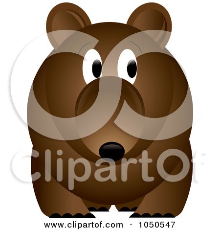 Royalty-Free (RF) Clip Art Illustration of a Brown Bear With A Worried Expression by Pams Clipart