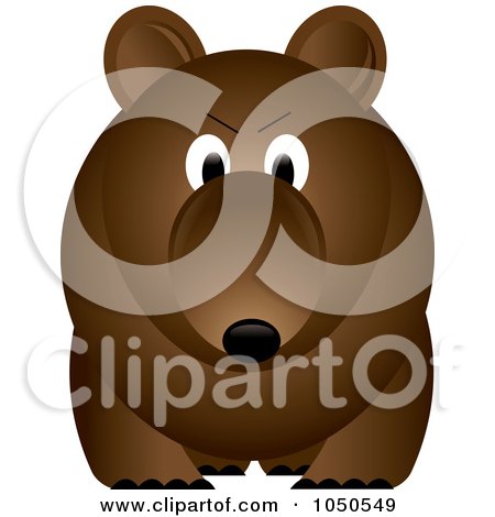 Royalty-Free (RF) Clip Art Illustration of a Brown Bear With An Angry Expression by Pams Clipart