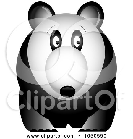 Royalty-Free (RF) Clip Art Illustration of a Panda Bear Glancing To The Right by Pams Clipart
