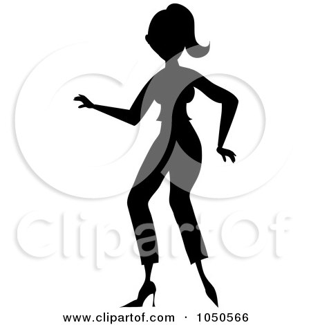 Royalty-Free (RF) Clip Art Illustration of a Silhouetted Funky Woman Dancing by Pams Clipart