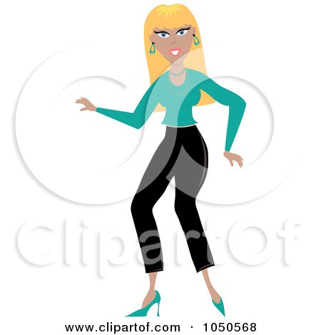 Royalty-Free (RF) Clip Art Illustration of a Funky Blond Woman Dancing by Pams Clipart