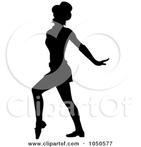 Royalty-Free (RF) Clip Art Illustration of a Silhouetted Female Jazz Dancer by Pams Clipart