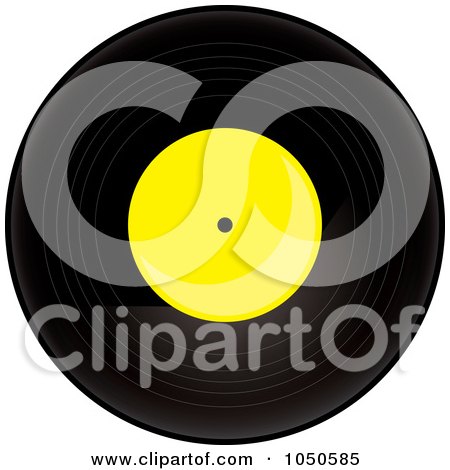 Royalty-Free (RF) Clip Art Illustration of a Black And Yellow Vinyl Record Album by Pams Clipart