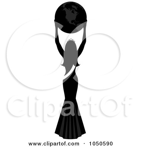 Royalty-Free (RF) Clip Art Illustration of a Miss America Pageant Winner Holding Up A Globe by Pams Clipart