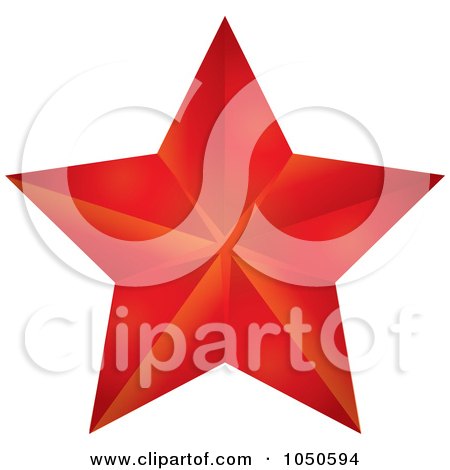 Royalty-Free (RF) Clip Art Illustration of a Faceted Red Star by Pams Clipart