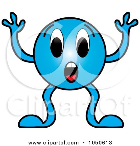 Royalty-Free (RF) Clip Art Illustration of a Surprised Blue Creature by Pams Clipart