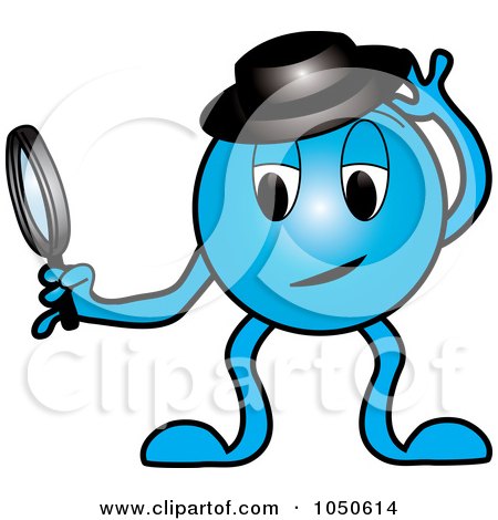 Royalty-Free (RF) Clip Art Illustration of a Blue Detective Creature by Pams Clipart