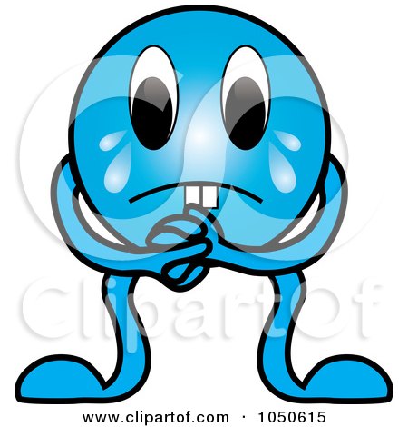 Royalty-Free (RF) Clip Art Illustration of a Crying Blue Creature by Pams Clipart