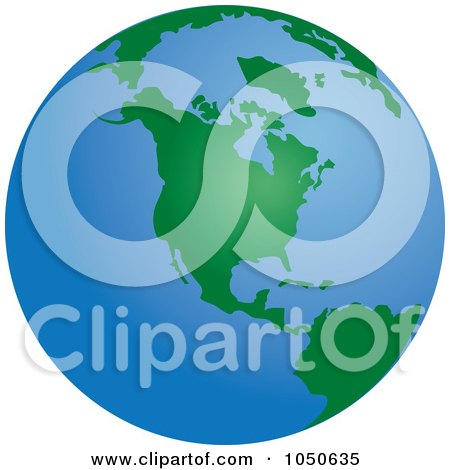 Royalty-Free (RF) Clip Art Illustration of a Green And Blue American Globe by Pams Clipart